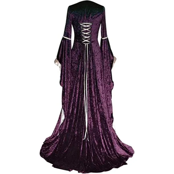 MEDIEVAL Victorian Long Dress Purple Cosplay Irish Costume Halloween Viking NWT - Picture 4 of 13
